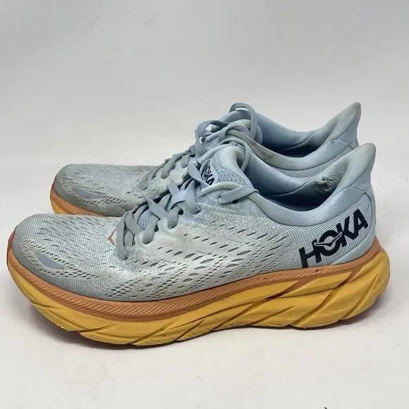 Hoka One One Clifton 8 Womens 7 Blue Mesh Running Walking Shoes Sneakers - Picture 2 of 16